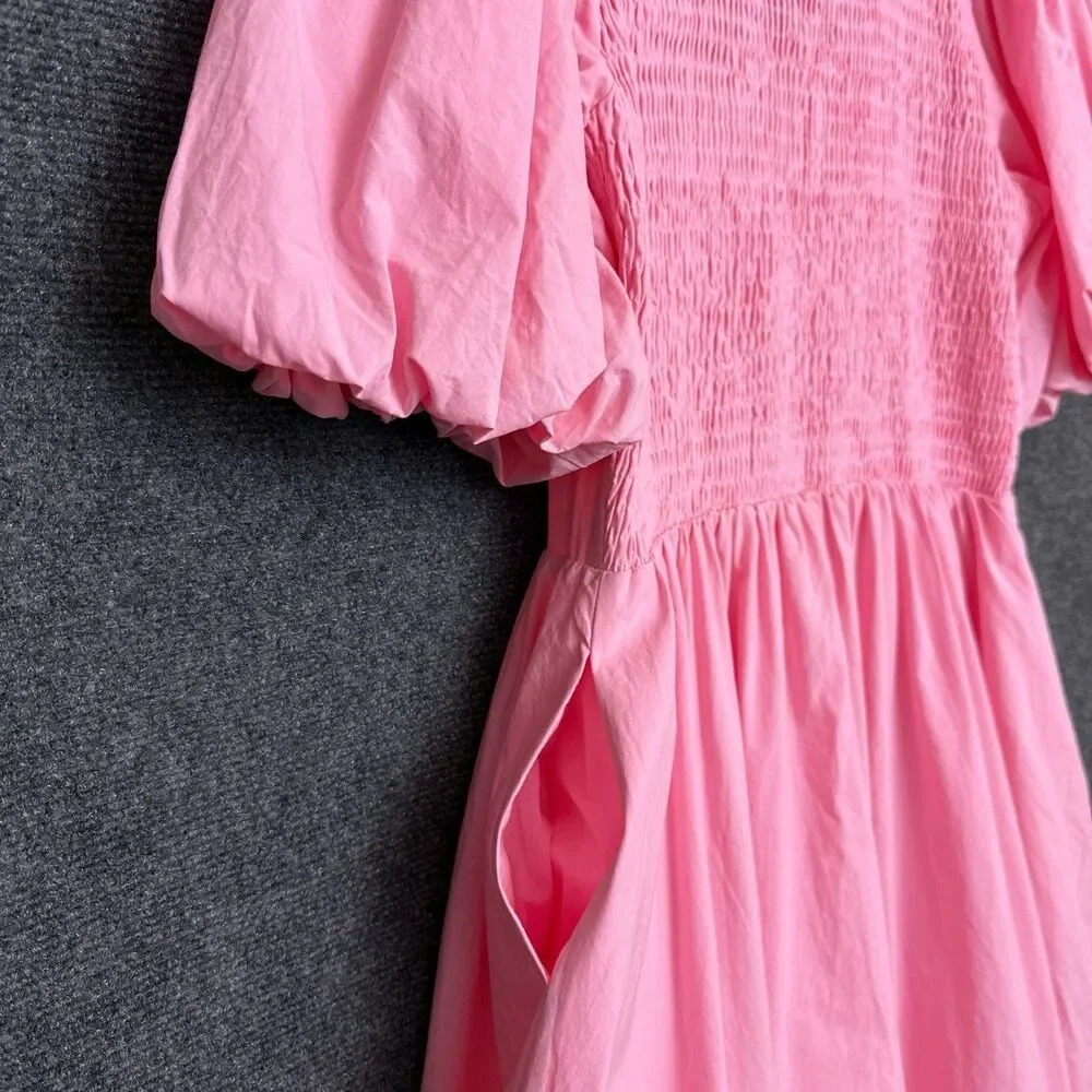 NWT Poet Dress Ode Pink Puff Sleeve Midi Nursing L - Picture 9 of 11